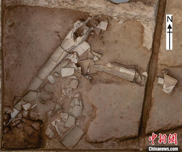 陶排水管道正射影像。　陕西省考古研究院供图