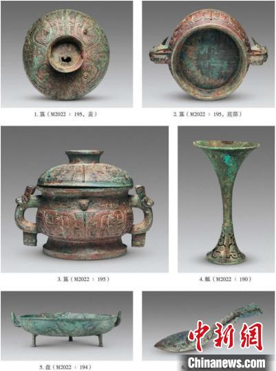 山西绛县横水西周墓地M2022出土铜礼器。　山西省考古研究院供图